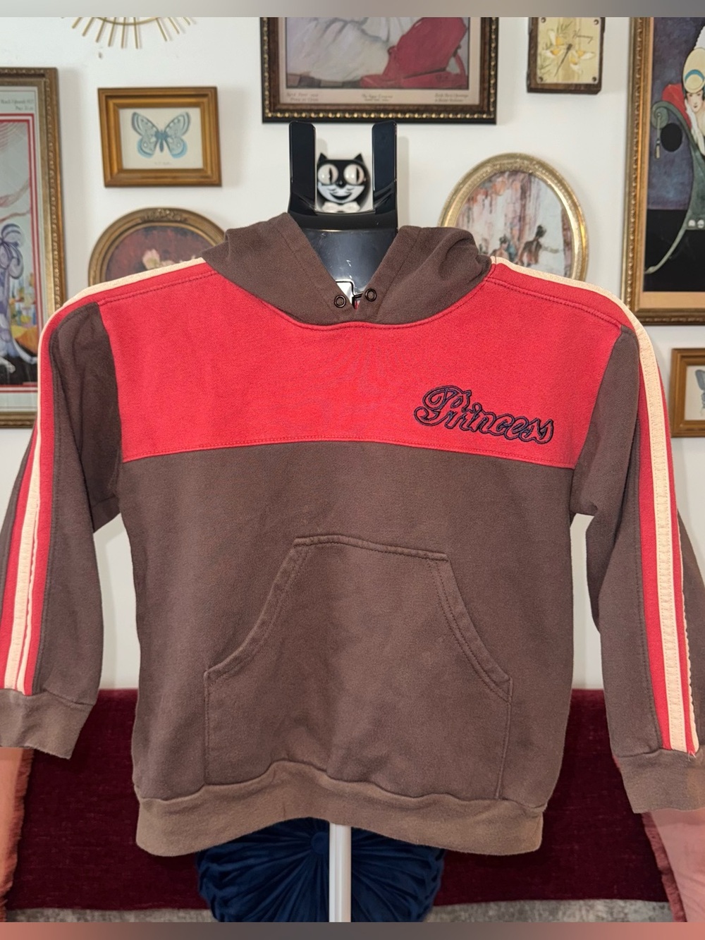 'Princess' Y2K Kids Brown and Red Hooded Sweatshirt